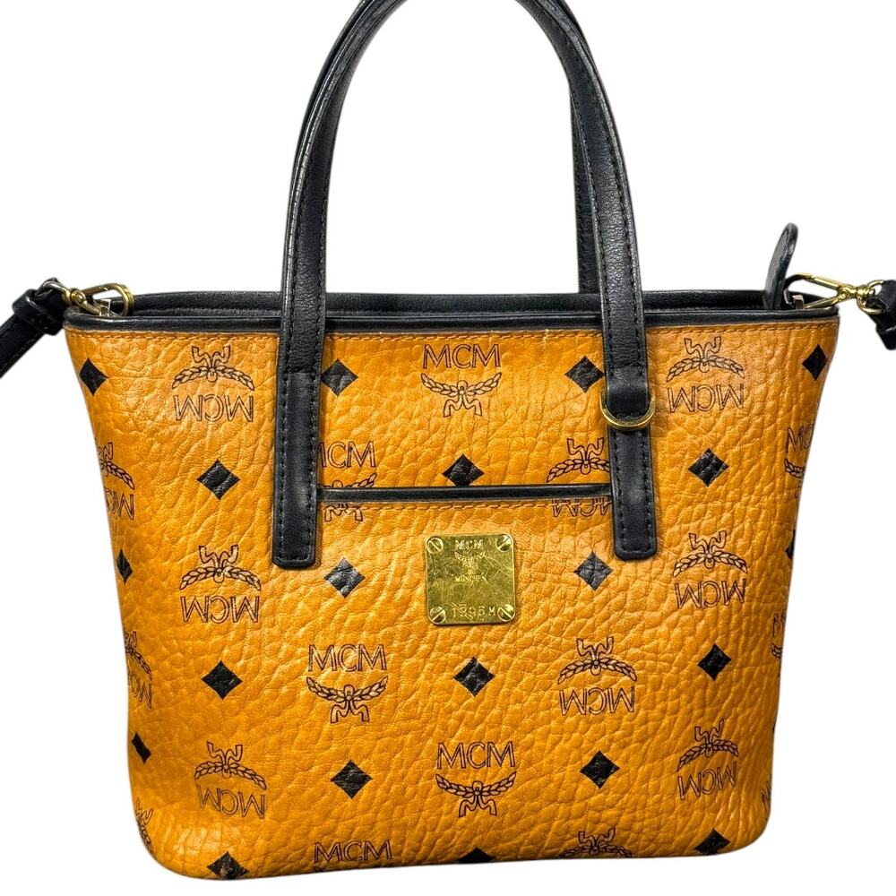 MCM Anya Zip Top Leather Mini Shopper Crossbody Handbag - Picture 2 of 14
